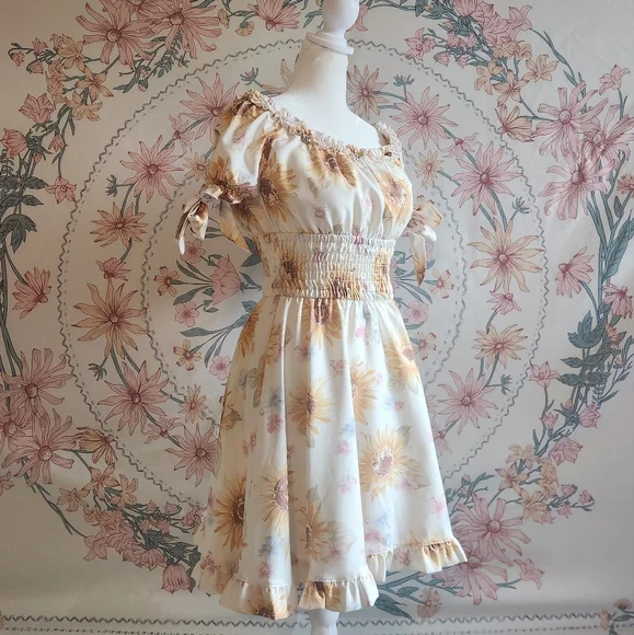 Liz Lisa Sunflower Floral Print Onepiece Dress Vintage Y2k Iconic Gyaru Gal Mori - Picture 10 of 12